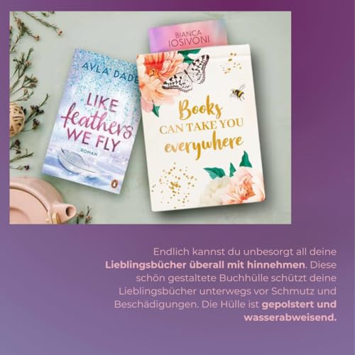 My Booklove Buchhülle hell: Buchhülle (19,7 x 27,8 cm) gepolstert und wasserabweisend für alle gängigen Hardcover-Formate