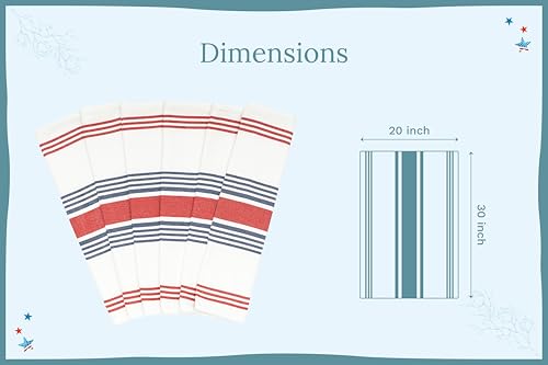 Image of Red White and Blue Kitchen Towels - 6 Pack, 100% Cotton, 30 inchx20 inch, Striped Patriotic Kitchen Tea Towels with Hanging Loop - Reusable, Absorbent and Washable 4th July Decor (6 Pack)