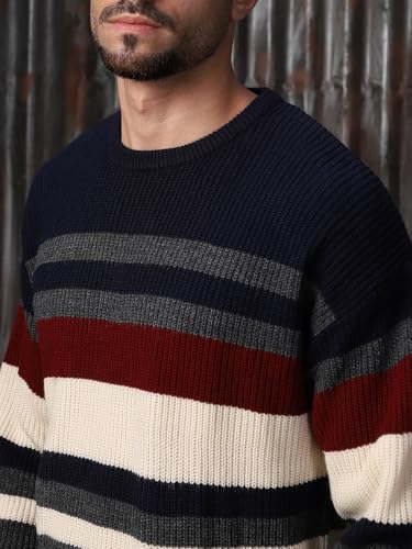 Image of High Star Men Acrylic Knitted Regular fit Round Neck Full Sleeves Sweaters 30