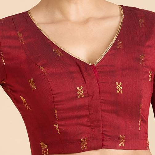 Image of Studio Shringaar Women's Handloom Cotton Silk Readymade Saree Blouse