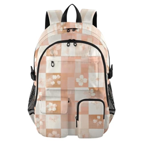 Mochila para laptop cuadrados oro rosa para universidad y escuela
