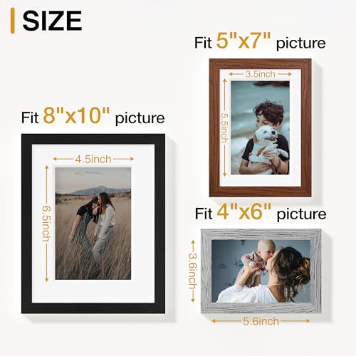 Image of Vittanly 12 Pack Picture Frames Collage Wall Decor for Mounting or Tabletop Display, Gallery Wall Frame Set for Family, Multi Sizes Including 4pcs 8x10, 4pcs 5x7, 4pcs 4x6, Black & Walnut Brown & Grey