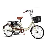 OFFA Dreiräder Erwachsene Tricycles 7 Geschwindigkeit, Dreirad Trikes 20 Zoll 3 Rad Bikes, Double Brake, Dreirädrige Fahrräder Tricycle Mit Einkaufskorb for Senioren, Frauen, Männer Lastenfahrrad