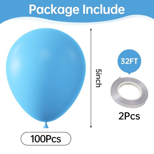 Image of KALOR Light Blue Balloons,100 Pcs 5 Inch Mini Matte Latex Balloons for Balloon Garland Arch, Birthday Decoration, Wedding Party, Baby Shower Decorations