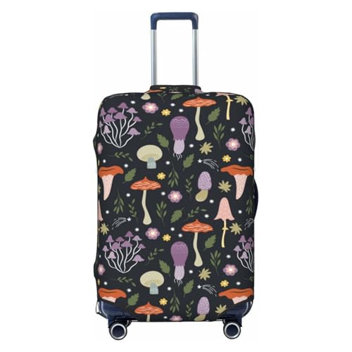 Mushrooms Print Luggage Cover For Suitcase,Washable Elastic Travel Suitcase Protector With Zipper Closure And Bottom Buckle – Fits 18-32