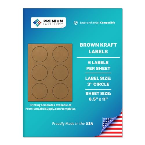 Étiquettes kraft rondes 7,6 cm pour imprimante laser et jet d'encre, boîte de 150 pièces