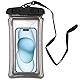 KMANGMAN 1 Pcs Wasserfeste Handyhülle,IPX8 Wasserschutzhülle Handy,wasserdichte Tasche,Handy wasserdichte Hülle zum Tauchen,für iPhone 16 15 Samsung S25 S24,zu 6.7(Mit Airbag,Transparent Schwarz)
