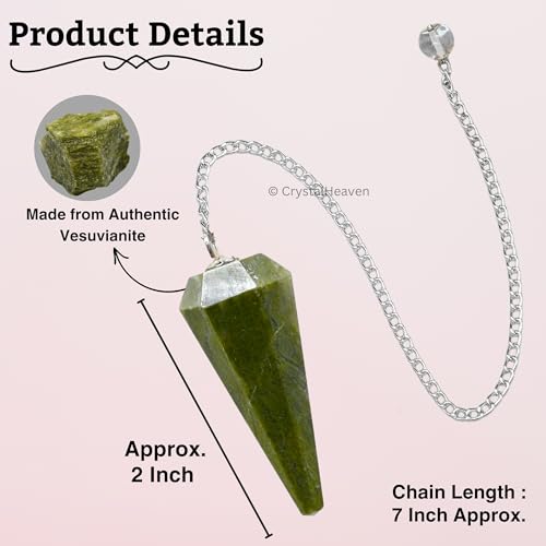Image of Vesuvianite Pendulum Dowsing Tool - Natural Crystal Pendulum for Spiritual Guidance - Premium Dowser Pendulum for Accurate Divination and Energy Healing - Perfect for Energy Healing and Chakra Balancing - Handcrafted with Precision and Elegance