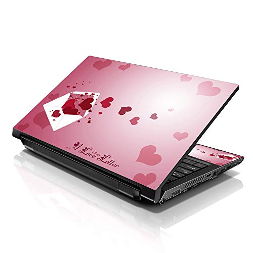 Image of LSS Laptop 15 15.6 Skin Cover with Colorful Pink Hearts Envelope Pattern for HP Dell Lenovo Apple Asus Acer Compaq - Fits 13.3 inch 14 inch 15.6 inch 16 inch (2 Wrist Pads Free)