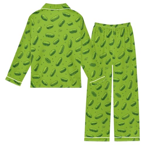Image of Satin Pajama Sets Short Sleeve Horses Running on Colorful Button Down Silky Nightwear 2 Piece PJS 5-14Y
