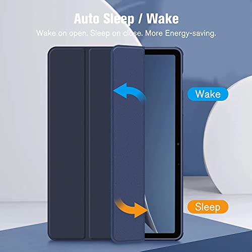 Image of SwooK Hybrid Case for Samsung Galaxy Tab S8 / S7 11 inch SM X700 X706 T870 T875 T878 with S Pen Holder Shockproof Clear Back Shell Auto Wake /Sleep Flip Cover Case (Navy Blue)