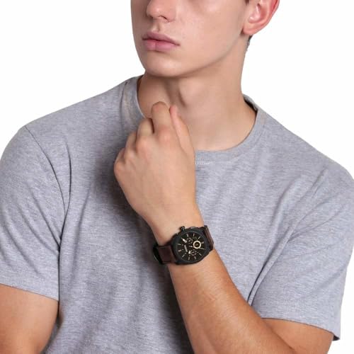 Image of Fossil Machine Black Dial Brown Strap Men's Watch FS4656