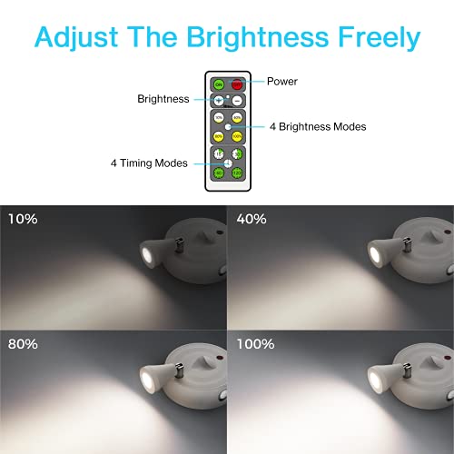 Image of Olafus Spot Lights Indoor 4 Pack, Wireless Spotlight Battery Operated, Dimmable LED Accent Light with Remote, 4000K Neutral White Small Uplights Battery Mini Spotlights for Display Painting Closet