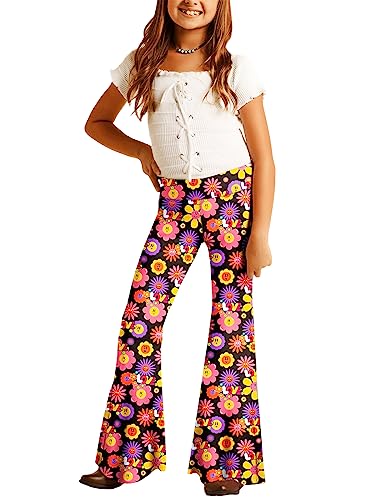 Image of Deerose Girls Halloween Hippie Bell Bottom Pants High Waist Flare Pants 5-14 Years