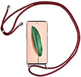 ✅Modelo: Samsung Galaxy S8 HALPP Funda para Samsung Galaxy S8 Cuerda Case, Carcasa Transparente TPU Silicona Case con Colgante Ajustable Collar Correa de Cuello Cordón - Rojo