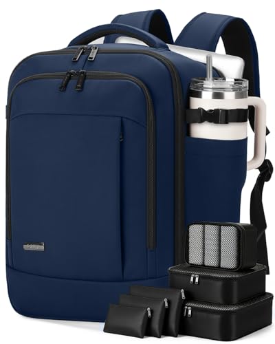 Lekespring Mochila 40x30x20 (24L), con Compartimento Húmedo y 6 Bolsas Organizadoras - Negocios y Escuela - Azul Marino