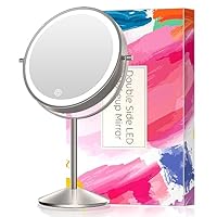 FASCINATE Rechargeable Makeup Vanity Mirror with Lights, Light Up Vanity Mirror for Dressing Table Bathroom Desk, Dimming Touch Sensor Portable Travel Mirror with Detachable 10X Magnifying