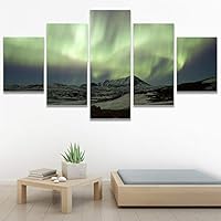 SIGNWIN 5 Panel Canvas Wall Art Astronomy & Space Contemporary Cosmic Dramatic Green Group Photography Realism Ultra for Home Decorations Ready to Hang - 60