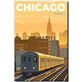 Chicago Fridge Magnet Illinois Vintage Poster Refrigerator Door Magnet Travel Souvenir