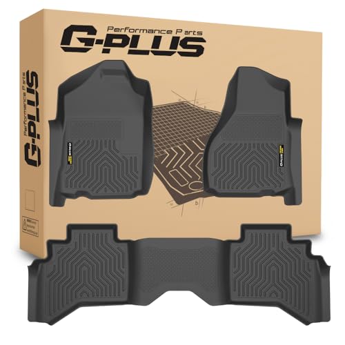 G-PLUS Floor Mats 3PCS Compatibile with Dodge Ram 1500 Quad Cab 2002-2008/Fit Ram 2500 3500 Quad Cab 2003-2009, All Weather Protection TPE 1st & 2nd Row Floor Liners Black 2002-2009|Fit Dodg