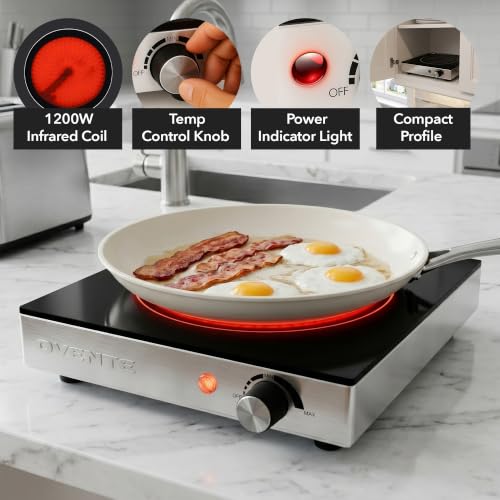 Image of OVENTE Infrared Ceramic Single Burner, 1200W Hot Plate, Black BGI301GB (Pack of 5)