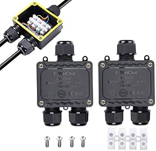 CTRICALVER IP68 Waterproof Junction Box, Type Y 3 Way Outdoor Weatherproof Electrical Junction Box with Black Plastic Gland, Waterproof Cable Connector with Terminal