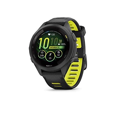 Image of Garmin Forerunner 265S Music GPS Running Smartwatch,Amoled Touchscreen,Battery Upto 15 Days, HRV Status & Advanced Sleep Monitoring, SPO2,Morning Report, Track Running, Cross Training with Black Band