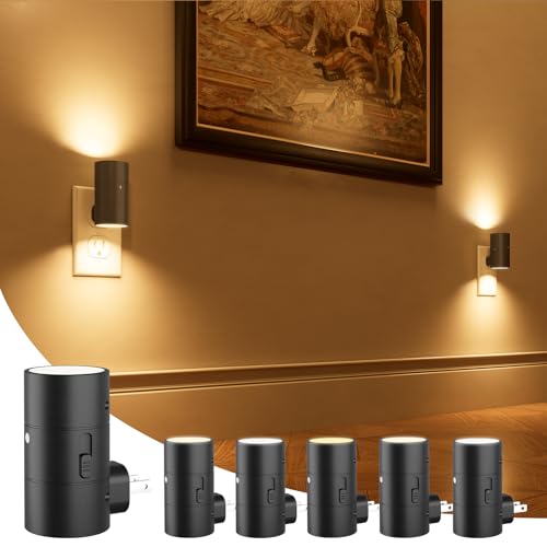 Image of NIORSUN Night Lights Plug into Wall, Dimmable with 3 Color Modes & Auto On /Off Sensor, Ultra-Slim Nightlight for Hallway, Bathroom, Bedroom, Nursery, Kitchen (6 Pack, Black)