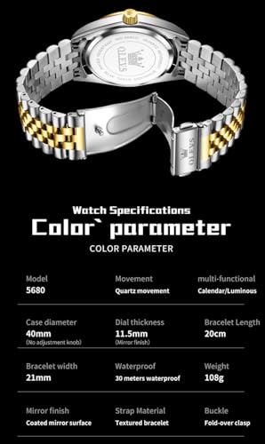 Image of OLEVS Classic Mens Watch Diamond Analog Luxury Watches Stainless Steel Waterproof Date Two Tone Luminous Watch for Men
