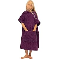 ALLEN & MATE 100% COTTON Kids Beach Poncho Towel - Oversized Quick Dry Swim Changing Robe with Hood & Pocket for Boys & Girls
