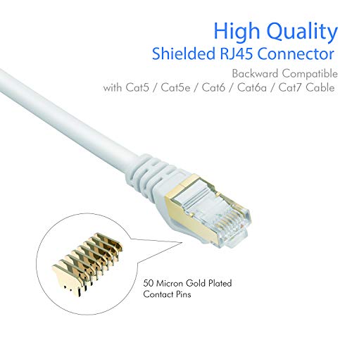Cat 8 Ethernet Cable 10 ft Shielded, 26AWG Lastest 40Gbps 2000Mhz SFTP Patch Cord, Heavy Duty High Speed Cat8 LAN Network RJ45 Cable- in Wall, Outdoor, Weatherproof Rated for Router, Modem, Gaming - Thumbnail 3