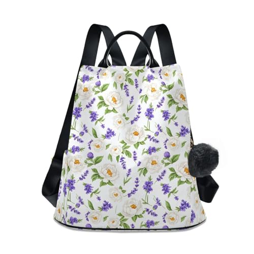 Sac à dos élégant en polyester imprimé floral blanc tendance pour femme