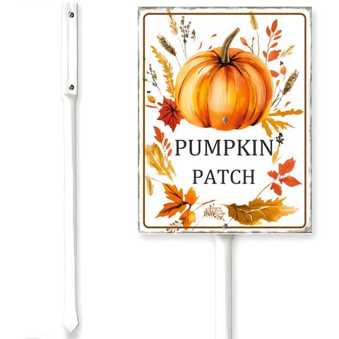 Horienteeon Pumpkin Patch Sign With Stake Welcome To Our Pumpkin Patch Fall Neighborhood Aluminum Outdoor Lawn Roads Street Business Porch Farmhouse Ranch Farm Courtyard 6x4.6"