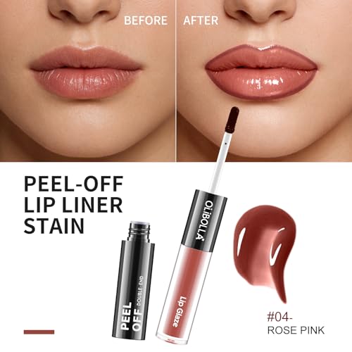CAMERIC Peel Off Lip Stain Liner 2-in-1 Lip Gloss Oil Makeup Combo, Lip Liner Stain Smudge-Proof, Highly Pigmented Color, Transfer-Proof, Waterproof, Glitter Lip Glaze Moisturizing — view 3