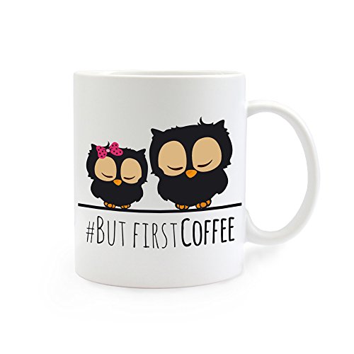 ilka parey wandtattoo-welt Taza Café Taza de café Taza Búhos eulchen But First Coffee ts261