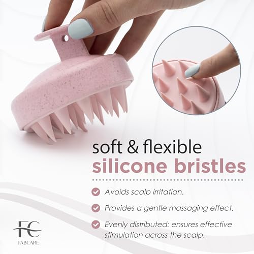 FABCARE Kopfhaut Massagebürste für Haarwachstum und Blutzirkulation, geeignet für alle Haartypen, aus Weizenstroh, ideal für Peeling und trockene Kopfhaut bei nassem oder trockenem Haar (Pink)