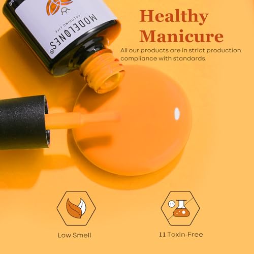 Image of modelones 24PCS Fall Gel Nail Polish Kit, Red Brown Green Yellow Orange Gel Polish Set Soak Off Nail Polish Kit with Glitter, Glossy and Matte Top Base Coat DIY Manicure at Home