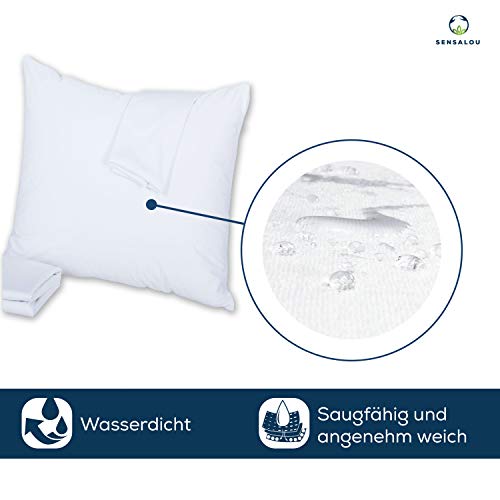 Sensalou Waterproof Pillow Protectors 40x40 cm, 2 Pack in 7 Sizes White Zipped Covers Hypoallergenic Pillow Cases - Image 4