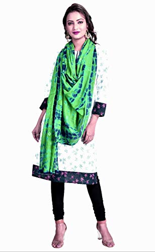 Image of Women's Pure Cotton Multi-Colored Traditional Authentic Tie Dye with Bandhej Bandhani Dupatta Chunni