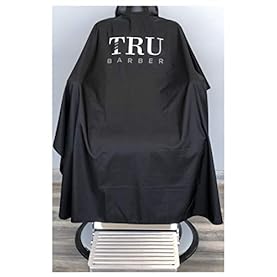 Alternative view of TRU BARBER Silicone Neck Cape, 100% Polyester, Lightweight and Waterproof, Professional Hair Salon Cutting Cape With Snap Closure, 50" x 58" (Black/White)