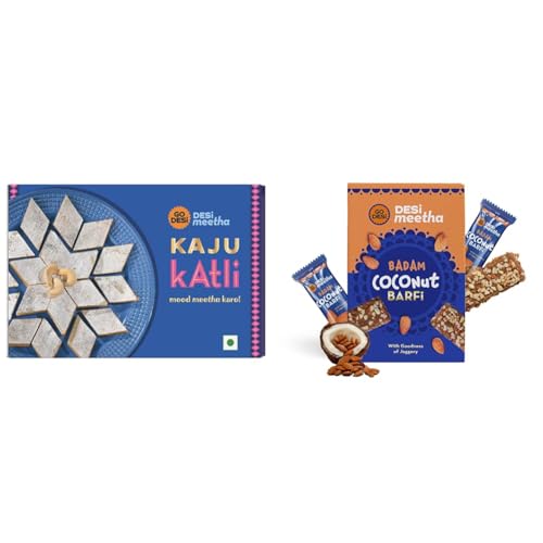 Image of GO DESi Classic Kaju Katli 200 grams & Badam Coconut Barfi 35 x 12g each Combo