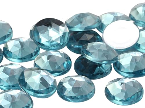 Allstarco 15mm (19/32") Light Blue Aqua Round Acrylic Gems, 40 PCS