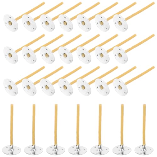 Homoyoyo 100Pcs Candle Wicks Pre Waxed Natural Wicks for Scented Candle Making Replacement Wicks with Sustainer Tabs for Homemade Candles