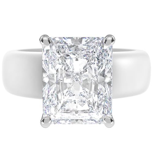 Rinfit Silicone Ring with Stone, Emerald Cut CZ - Wht/Sil, Size 7 | 5A Cubic Zirconia Solitaire Engagement Ring for Her, Patented Rubber Wedding Band for Women, Travel Work Gym, Bridal Promise - image 1