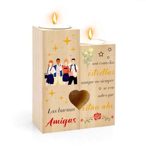 Regalo Amiga,Regalos Amigas Originales,Regalos para Amigas,Regalo Amiga Cumpleaños,Regalos Originales para Amigos,Regalos Amigas,Portavelas Madera,Regalos para Mejores Amigas,Regalos Navidad