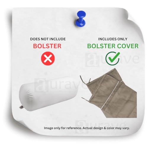 Image of AURAVE Suede 300 TC Printed Bolster Cover with Drawstring Closure, Set of 2, Soft Breathable Durable Machine Washable for Sofa Bed & Home Decor, 15 inchx30 inch, Dusty Brown | Cover Only