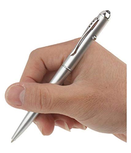 Image of Invisible Ink Magic Ball Point Pen With UV LED Light at back (Silver)