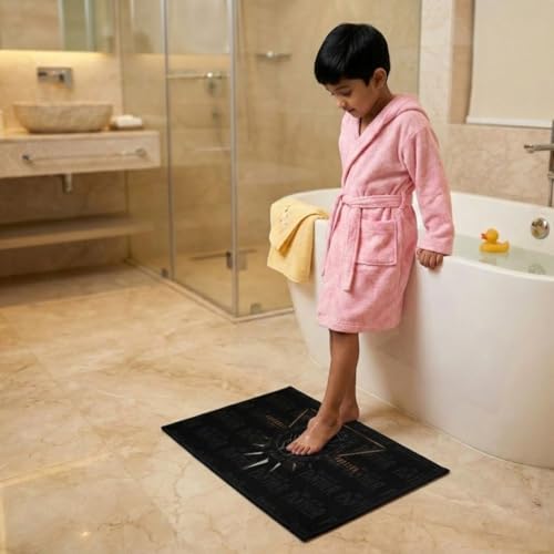 Image of Athom Living Premium Anti Slip Kids Bathmat, Durable Nylon Fabric, Soft & Comfortable, Easy to Clean, Stylish Multicolor Home Decor Mat for Doorway & Kids Room, 37x57 cm, Black Panther Design
