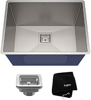KRAUS Pax 24-inch 18 Gauge Undermount Single Bowl Stainless Steel Laundry and Utility