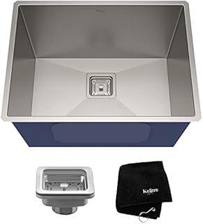 KRAUS Pax 24-inch 18 Gauge Undermount Single Bowl Stainless Steel Laundry and Utility Sink, KHU24L
